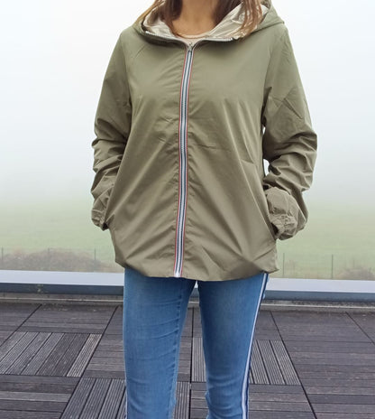 Melya Melody - Manteau court léger imperméable kaki réversible doré Melya Melody