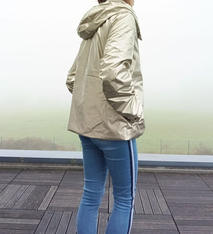 Melya Melody - Manteau court léger imperméable kaki réversible doré Melya Melody