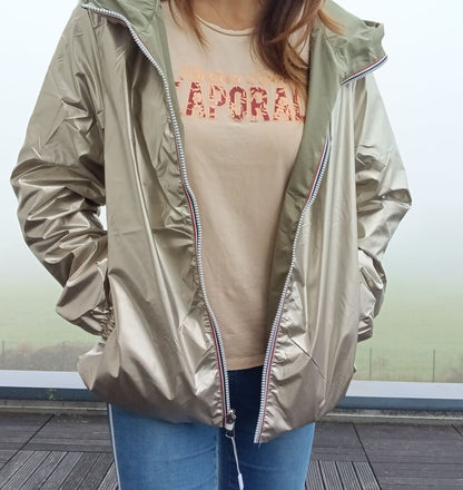 Melya Melody - Manteau court léger imperméable kaki réversible doré Melya Melody