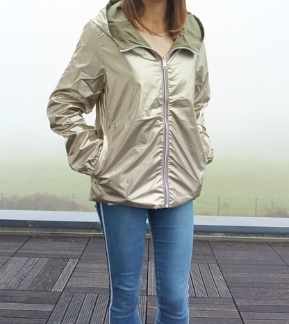 Melya Melody - Manteau court léger imperméable kaki réversible doré Melya Melody