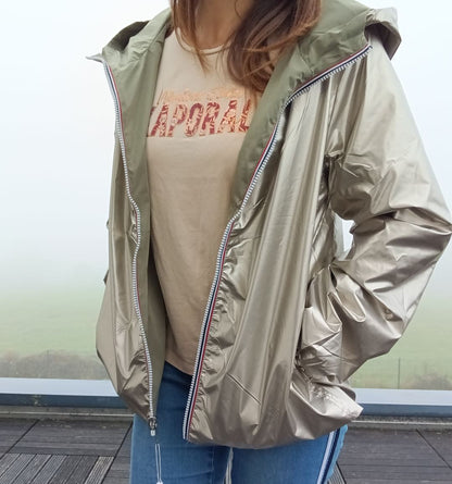 Melya Melody - Manteau court léger imperméable kaki réversible doré Melya Melody