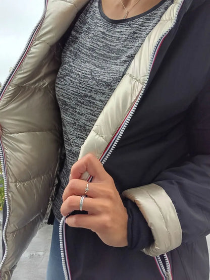 Melya Melody - Manteau court réversible et imperméable matelassé noir/doré Melya Melody