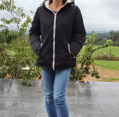 Melya Melody - Manteau court réversible et imperméable matelassé noir/doré Melya Melody
