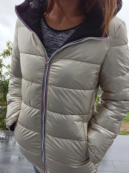 Melya Melody - Manteau court réversible et imperméable matelassé noir/doré Melya Melody