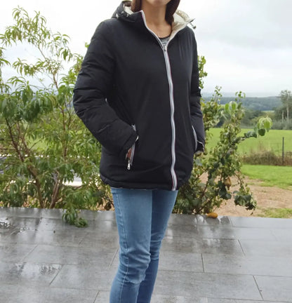 Melya Melody - Manteau court réversible et imperméable matelassé noir/doré Melya Melody