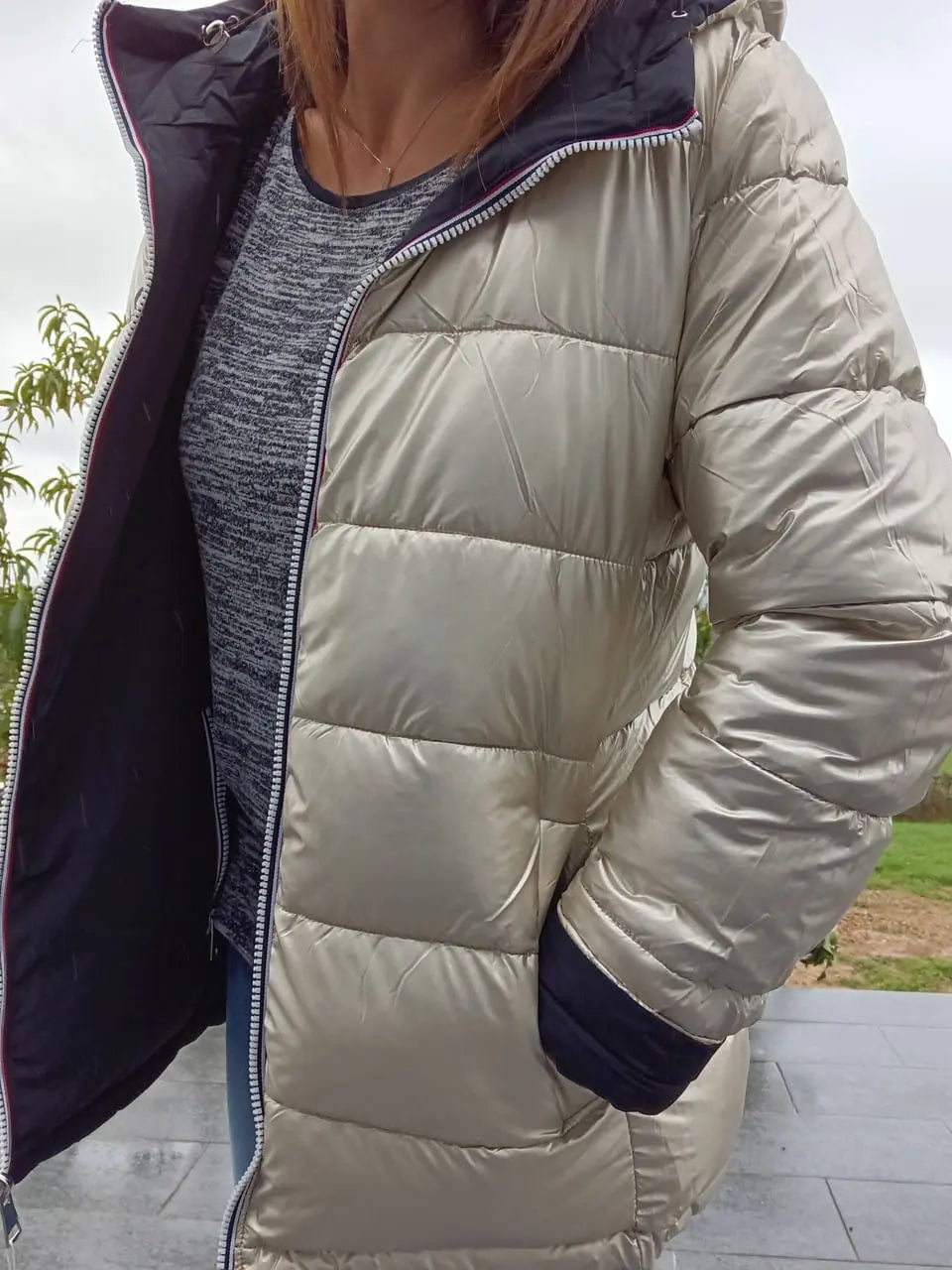 Melya Melody - Manteau court réversible et imperméable matelassé noir/doré Melya Melody