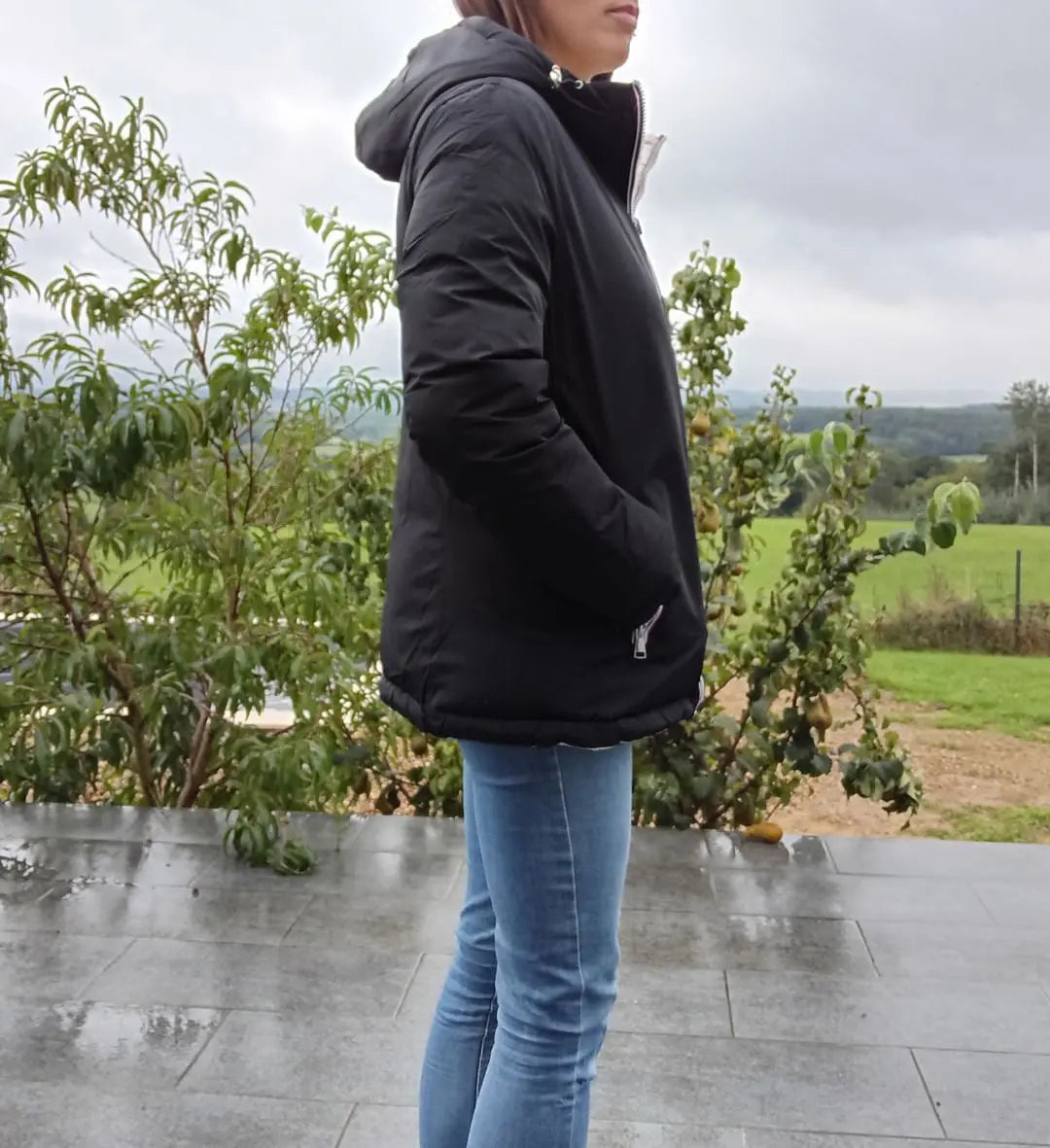Melya Melody - Manteau court réversible et imperméable matelassé noir/doré Melya Melody