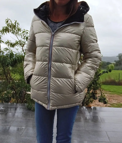 Melya Melody - Manteau court réversible et imperméable matelassé noir/doré Melya Melody