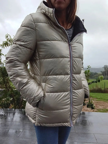 Melya Melody - Manteau court réversible et imperméable matelassé noir/doré Melya Melody