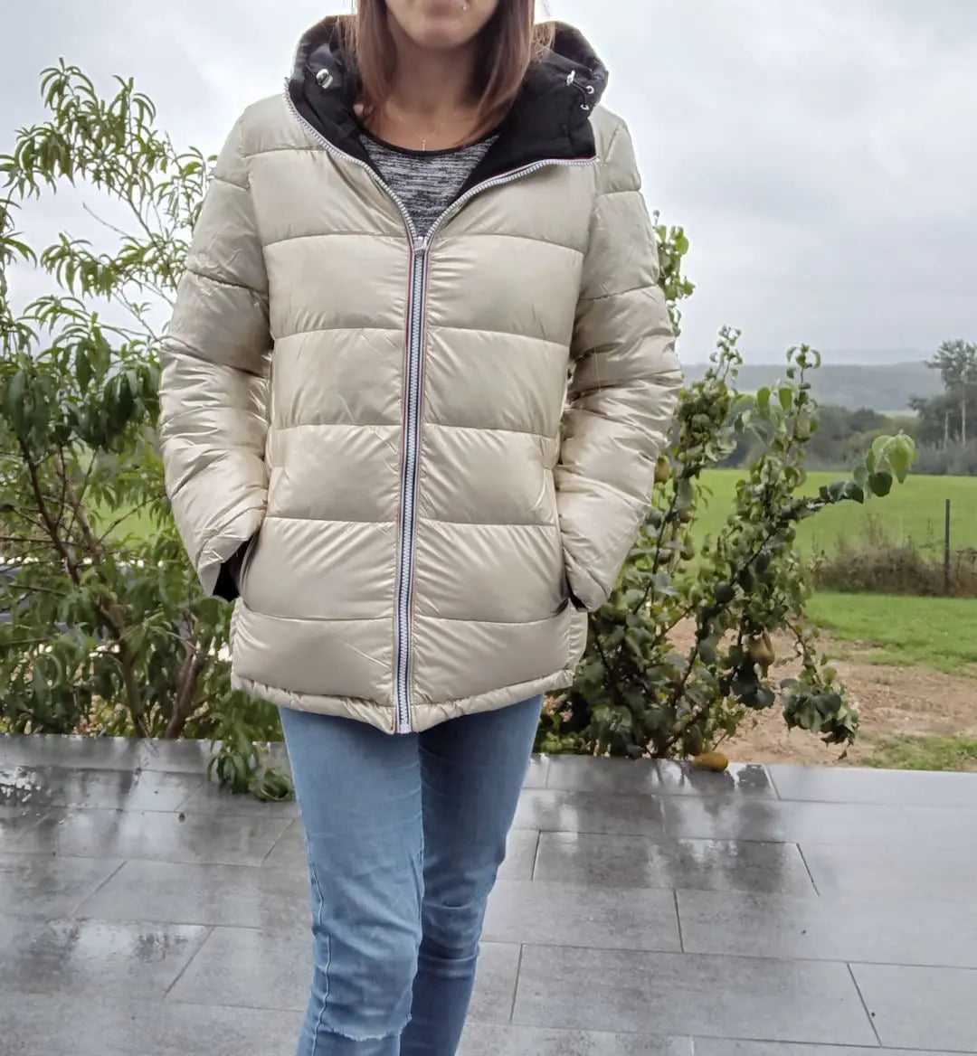 Melya Melody - Manteau court réversible et imperméable matelassé noir/doré Melya Melody