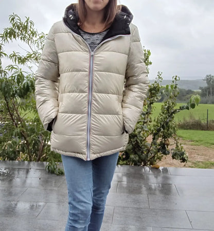 Melya Melody - Manteau court réversible et imperméable matelassé noir/doré Melya Melody