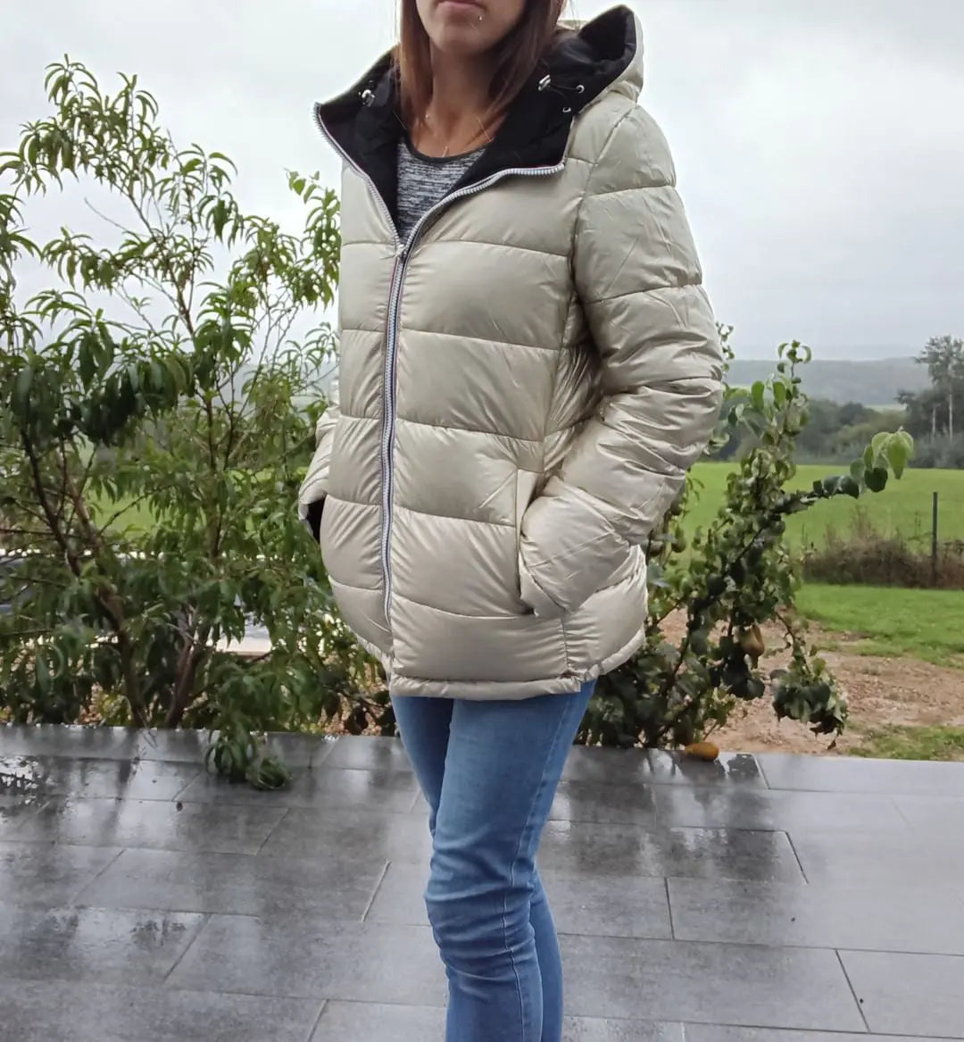 Melya Melody - Manteau court réversible et imperméable matelassé noir/doré Melya Melody