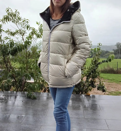 Melya Melody - Manteau court réversible et imperméable matelassé noir/doré Melya Melody