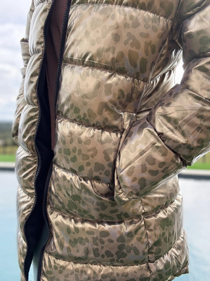 Melya Melody - Manteau long réversible et imperméable matelassé bleu marine/léopard Melya Melody