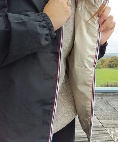 Manteau Court Réversible Imperméable Noir & Doré Grande Taille – Melya Melody Curvy Melya Melody