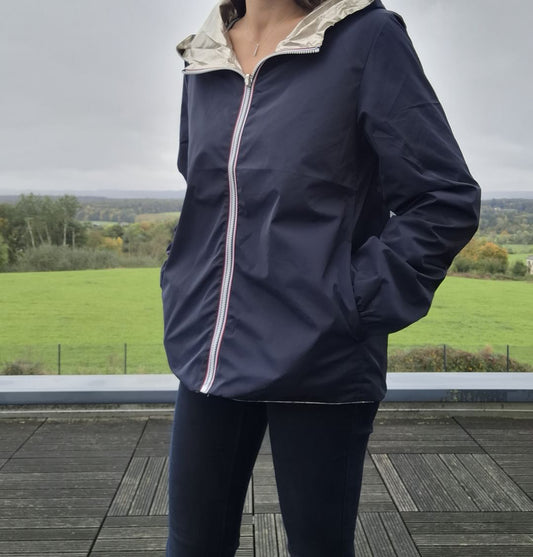 Melya Melody - Manteau court imperméable bleu marine réversible doré - Curvy Melya Melody