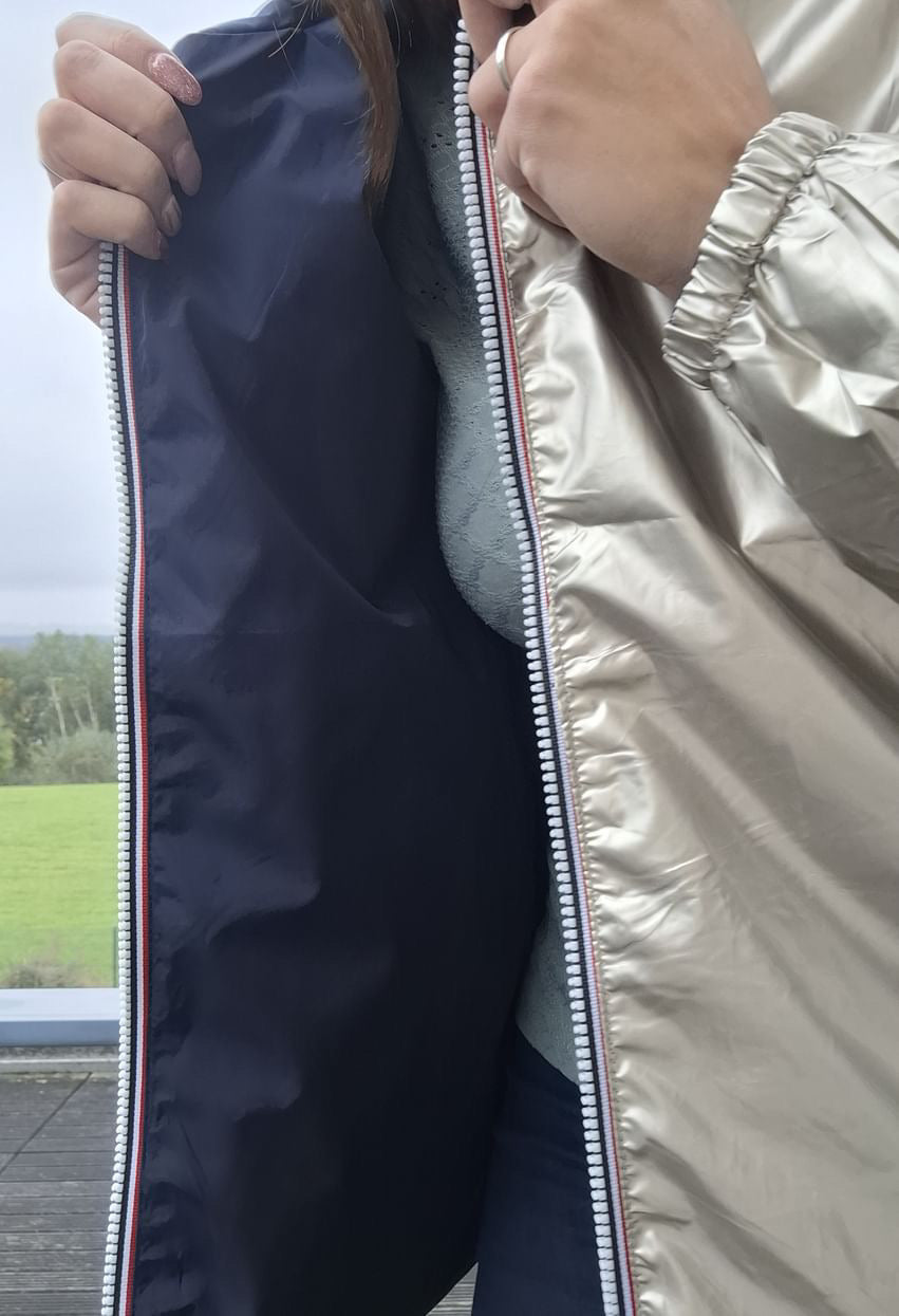 Melya Melody - Manteau court imperméable bleu marine réversible doré - Curvy Melya Melody
