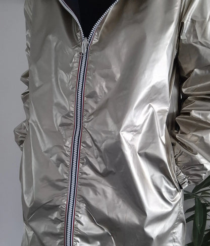 Melya Melody - Manteau léger long réversible imperméable bleu marine doré Curvy Melya Melody