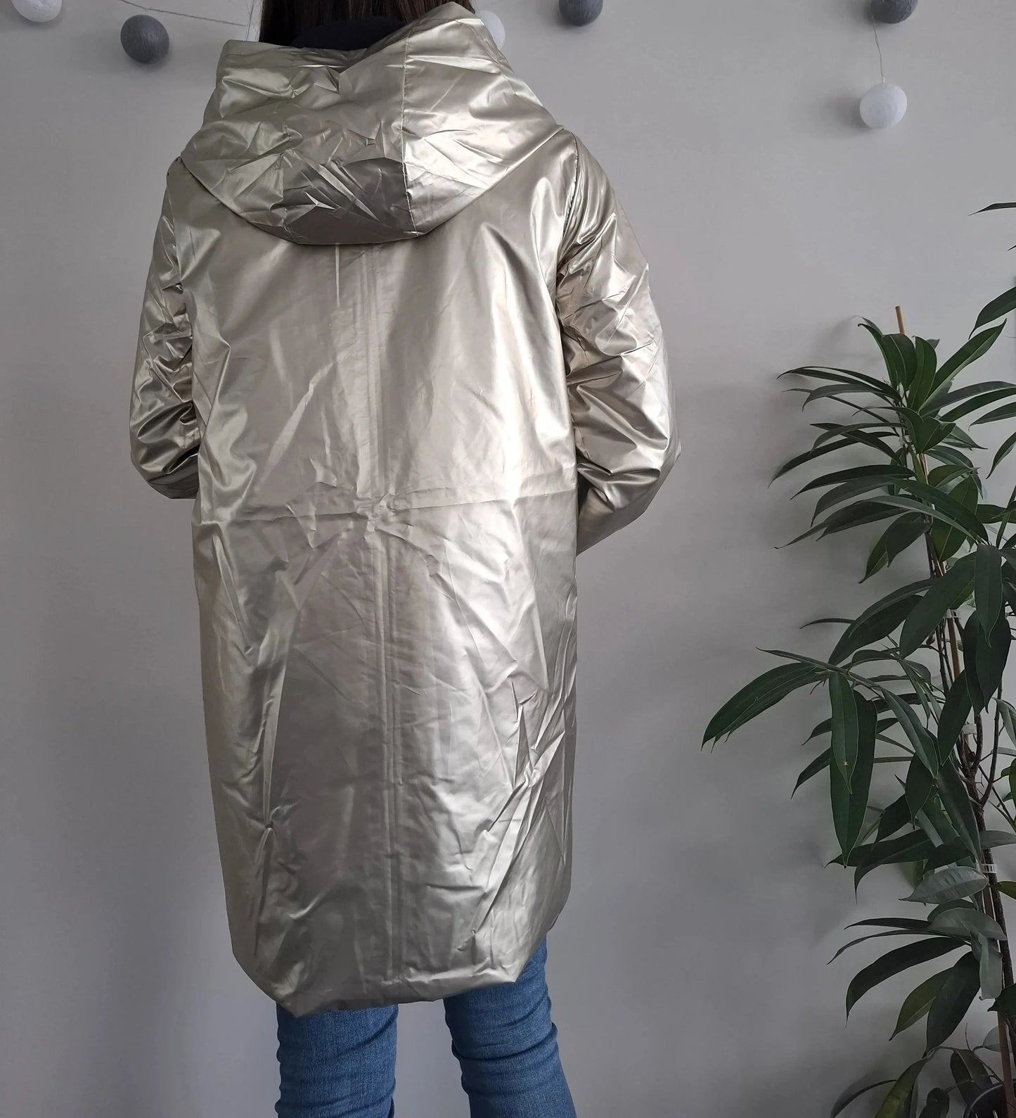 Melya Melody - Manteau léger long réversible imperméable bleu marine doré Curvy Melya Melody