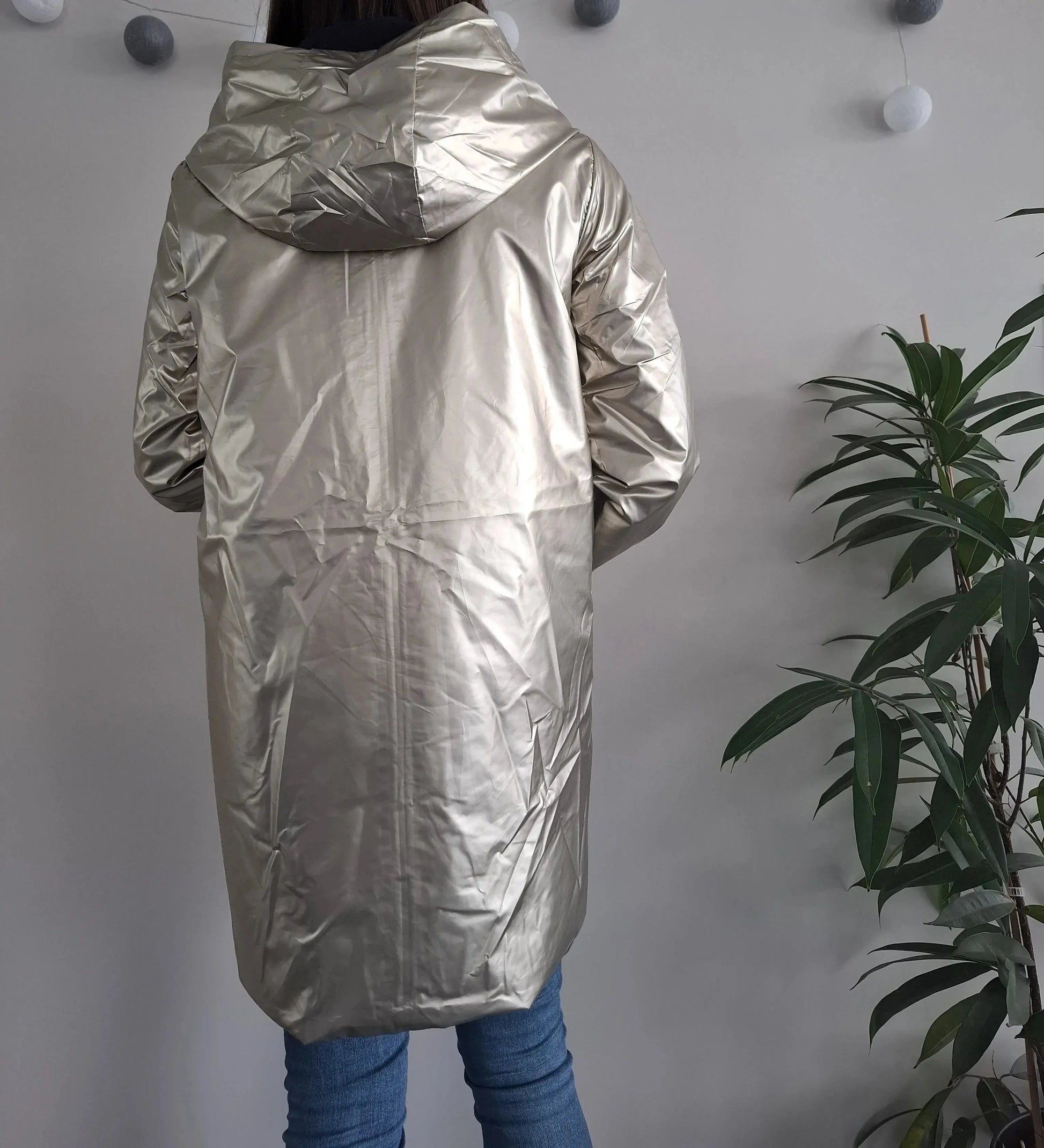 Melya Melody - Manteau léger long réversible imperméable bleu marine doré Curvy Melya Melody