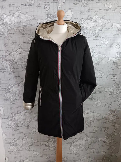 Melya Melody - Manteau long réversible et imperméable matelassé noir/doré - Curvy Melya Melody
