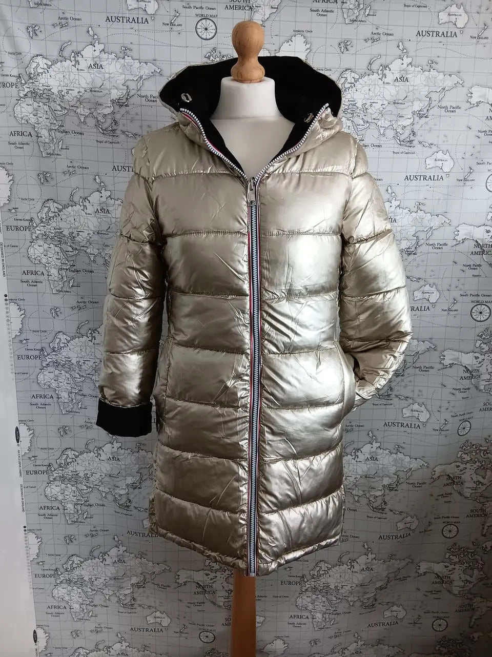 Melya Melody - Manteau long réversible et imperméable matelassé noir/doré - Curvy Melya Melody