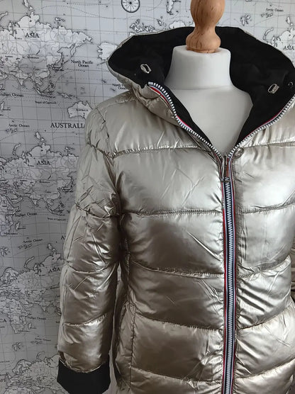 Melya Melody - Manteau long réversible et imperméable matelassé noir/doré - Curvy Melya Melody