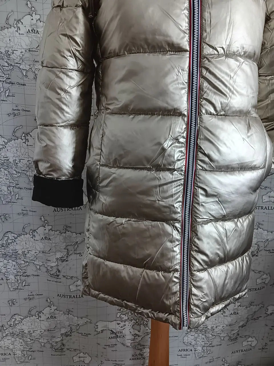 Melya Melody - Manteau long réversible et imperméable matelassé noir/doré - Curvy Melya Melody