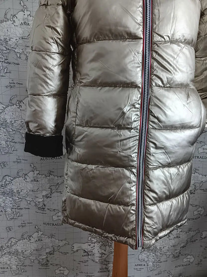 Melya Melody - Manteau long réversible et imperméable matelassé noir/doré - Curvy Melya Melody