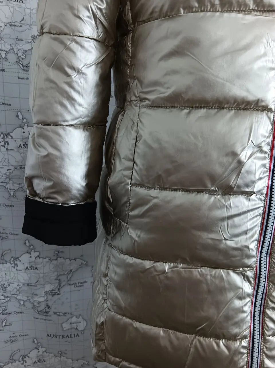 Melya Melody - Manteau long réversible et imperméable matelassé noir/doré - Curvy Melya Melody