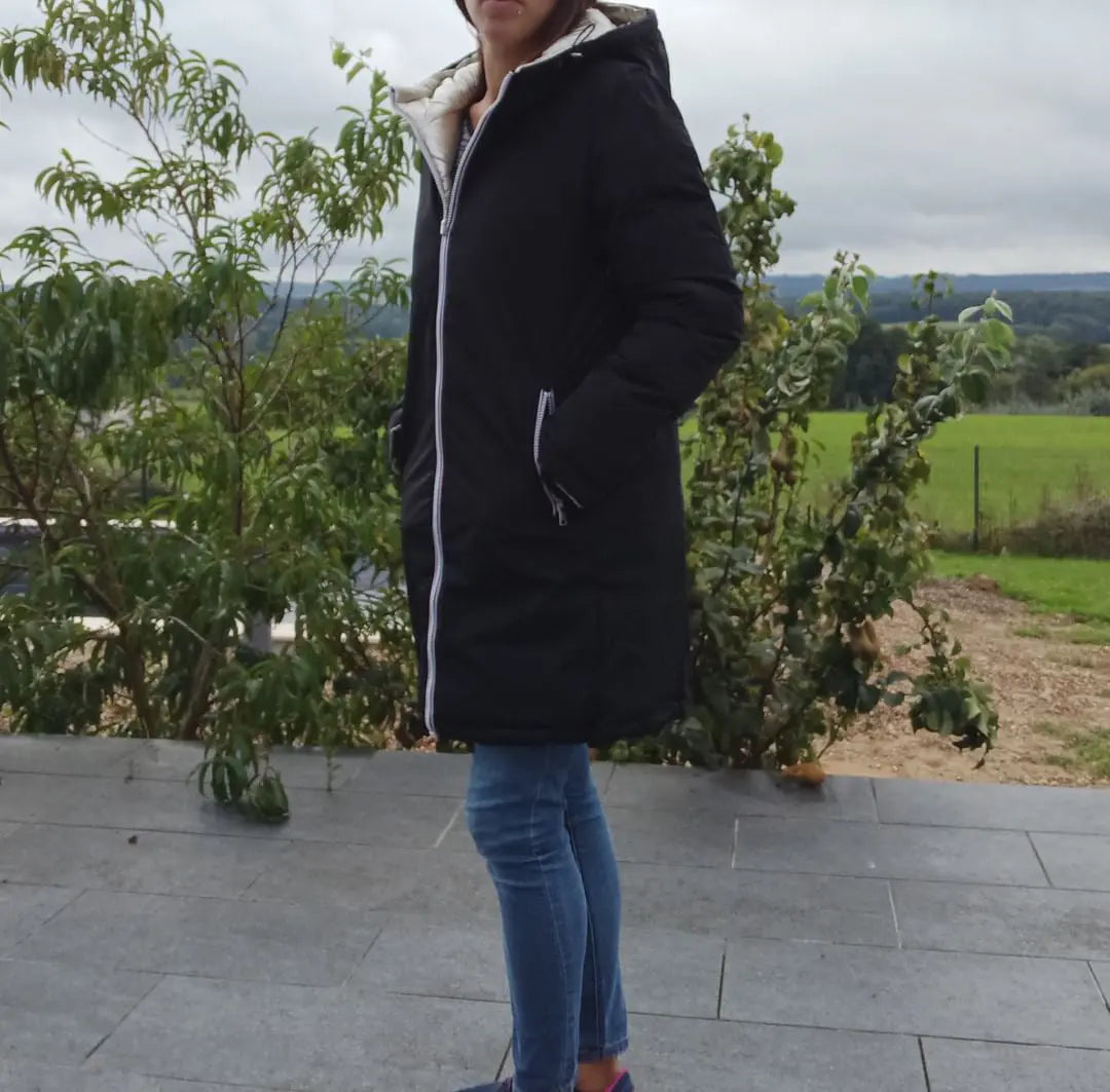 Melya Melody - Manteau long réversible et imperméable matelassé noir/doré - Curvy Melya Melody
