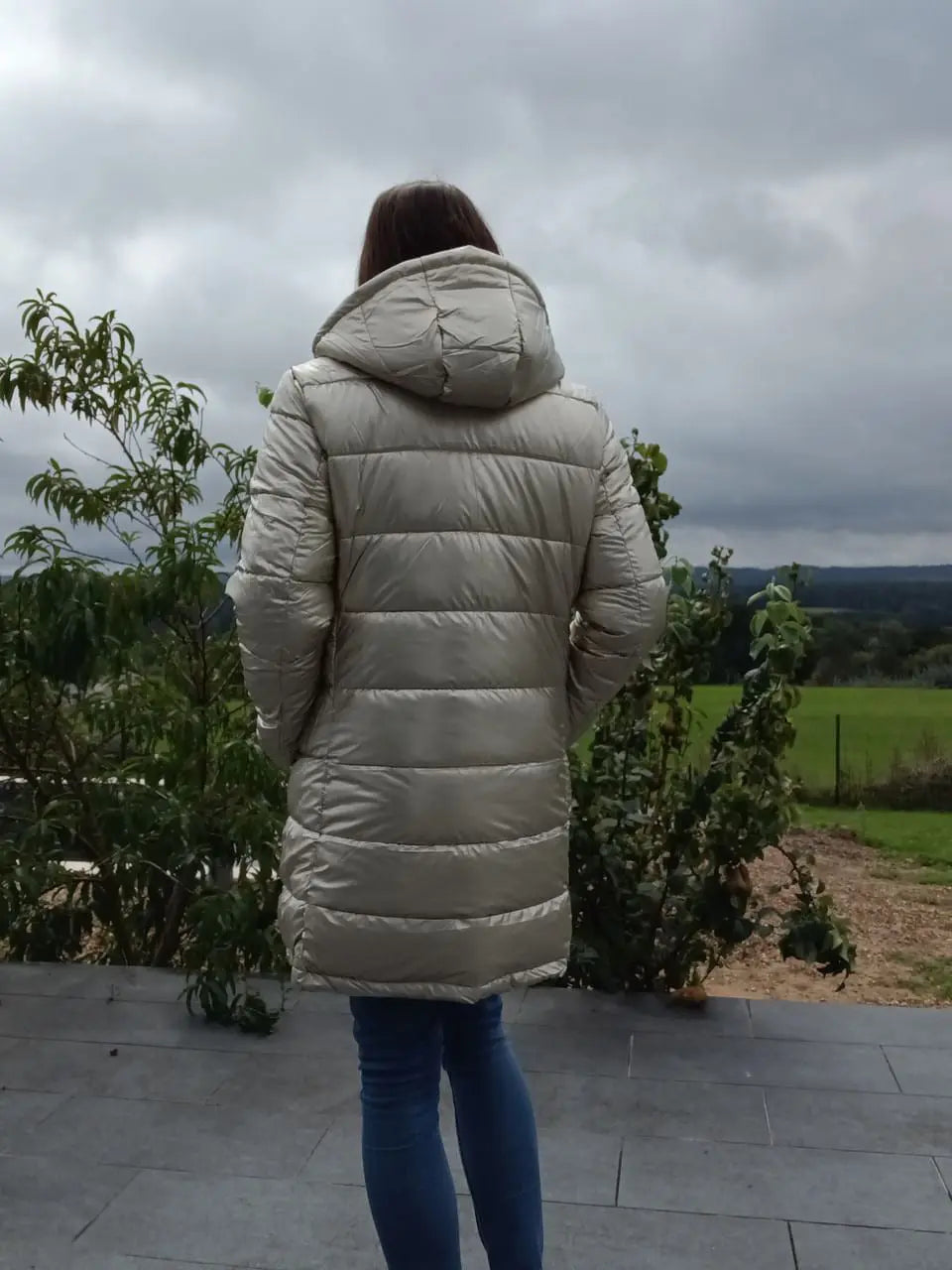Melya Melody - Manteau long réversible et imperméable matelassé noir/doré - Curvy Melya Melody