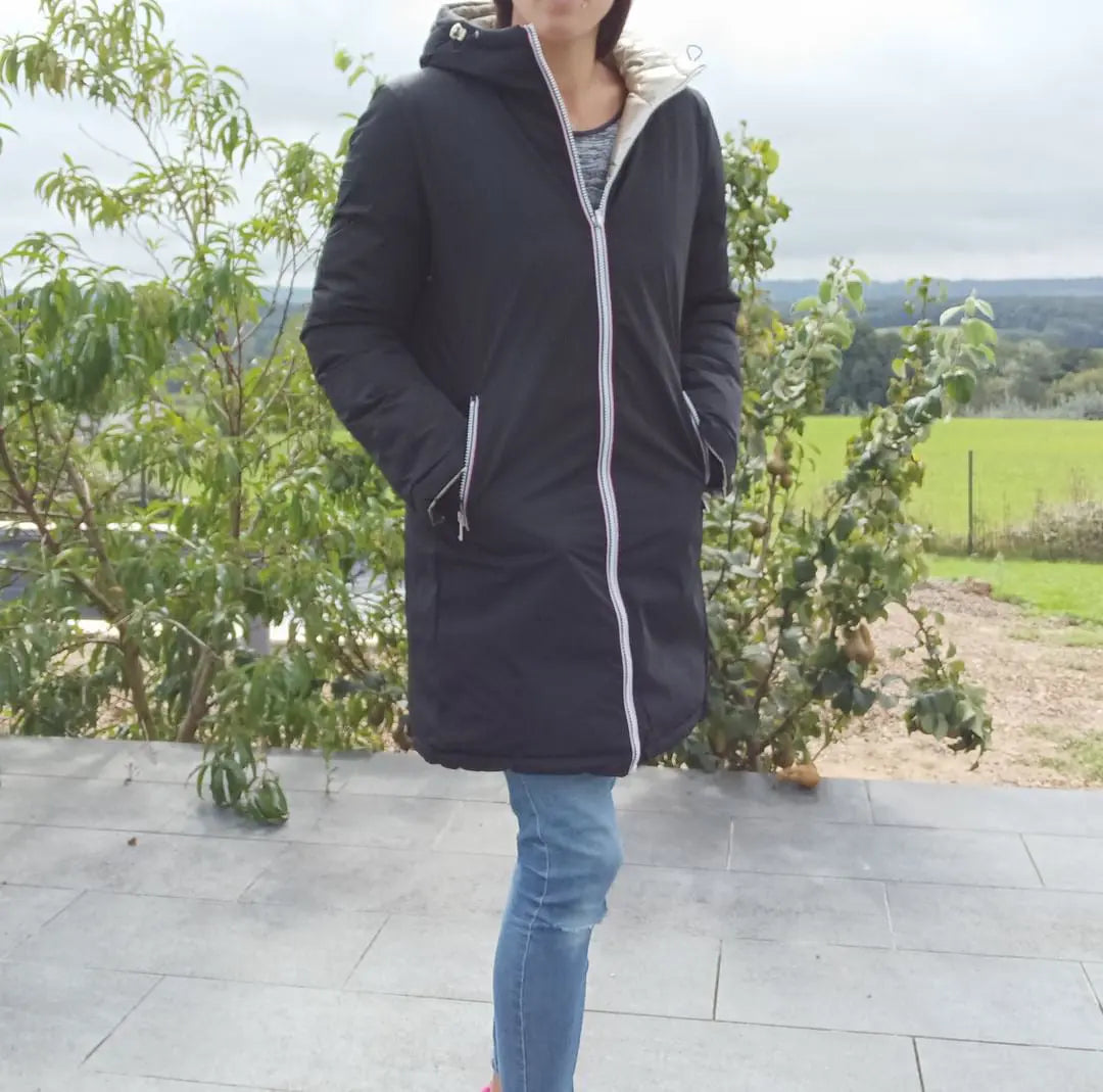 Melya Melody - Manteau long réversible et imperméable matelassé noir/doré - Curvy Melya Melody