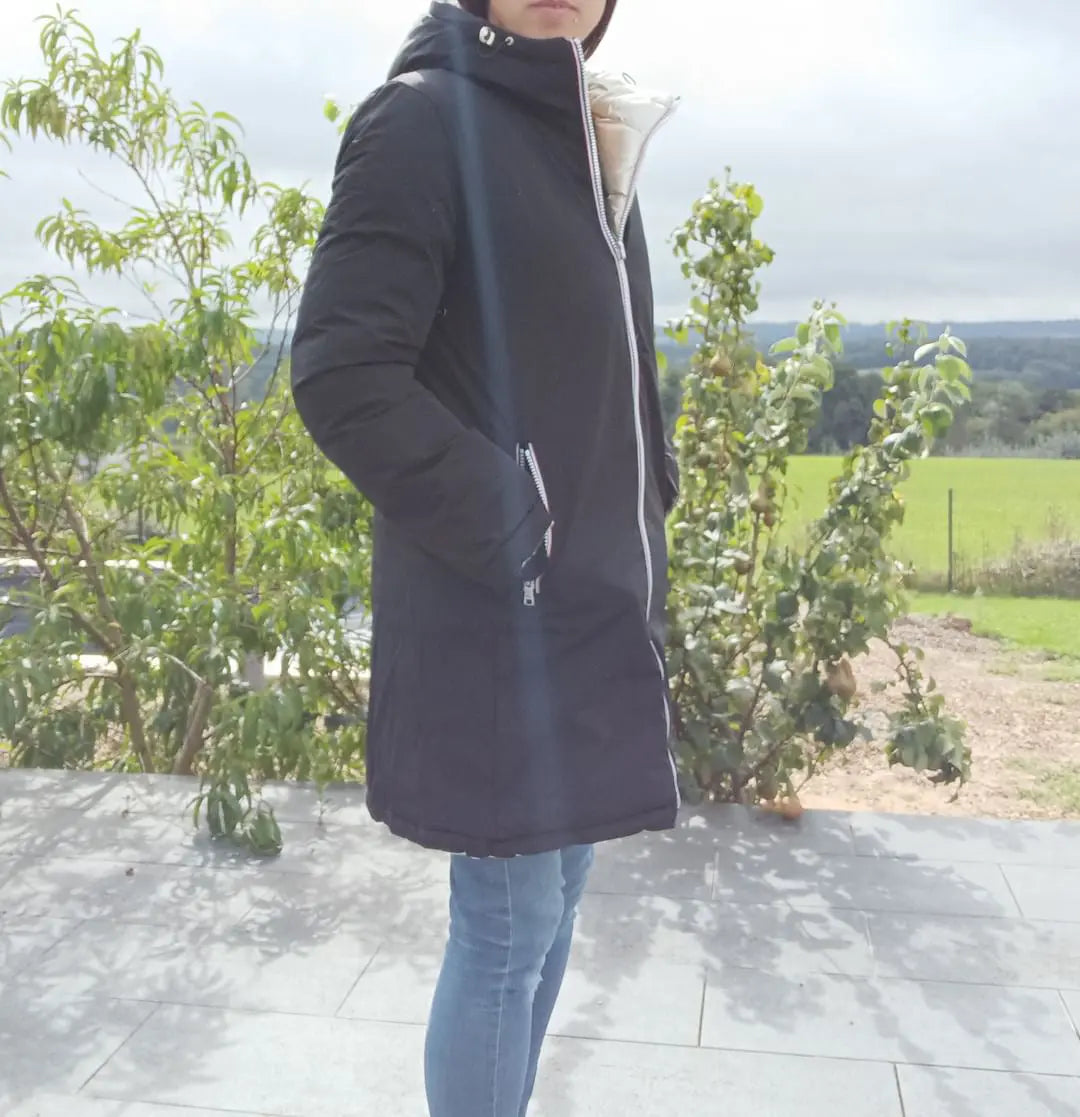 Melya Melody - Manteau long réversible et imperméable matelassé noir/doré - Curvy Melya Melody