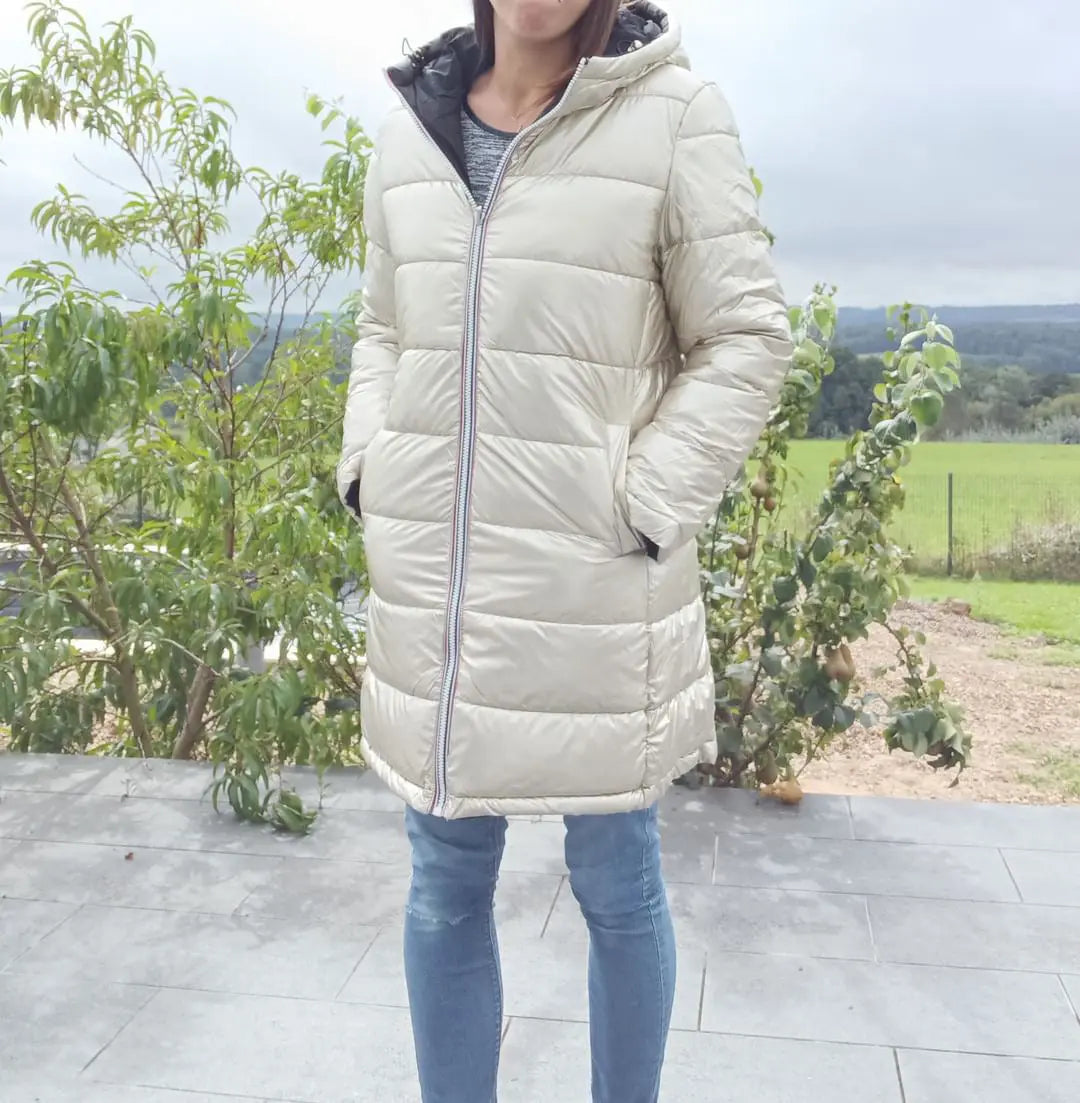 Melya Melody - Manteau long réversible et imperméable matelassé noir/doré - Curvy Melya Melody