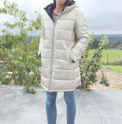 Melya Melody - Manteau long réversible et imperméable matelassé noir/doré - Curvy Melya Melody