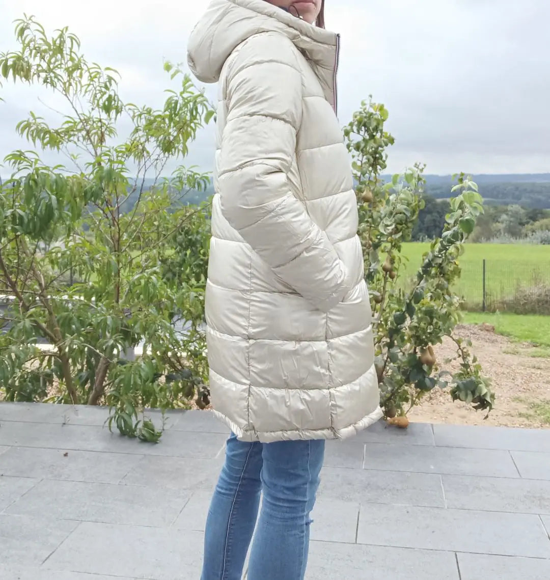 Melya Melody - Manteau long réversible et imperméable matelassé noir/doré - Curvy Melya Melody