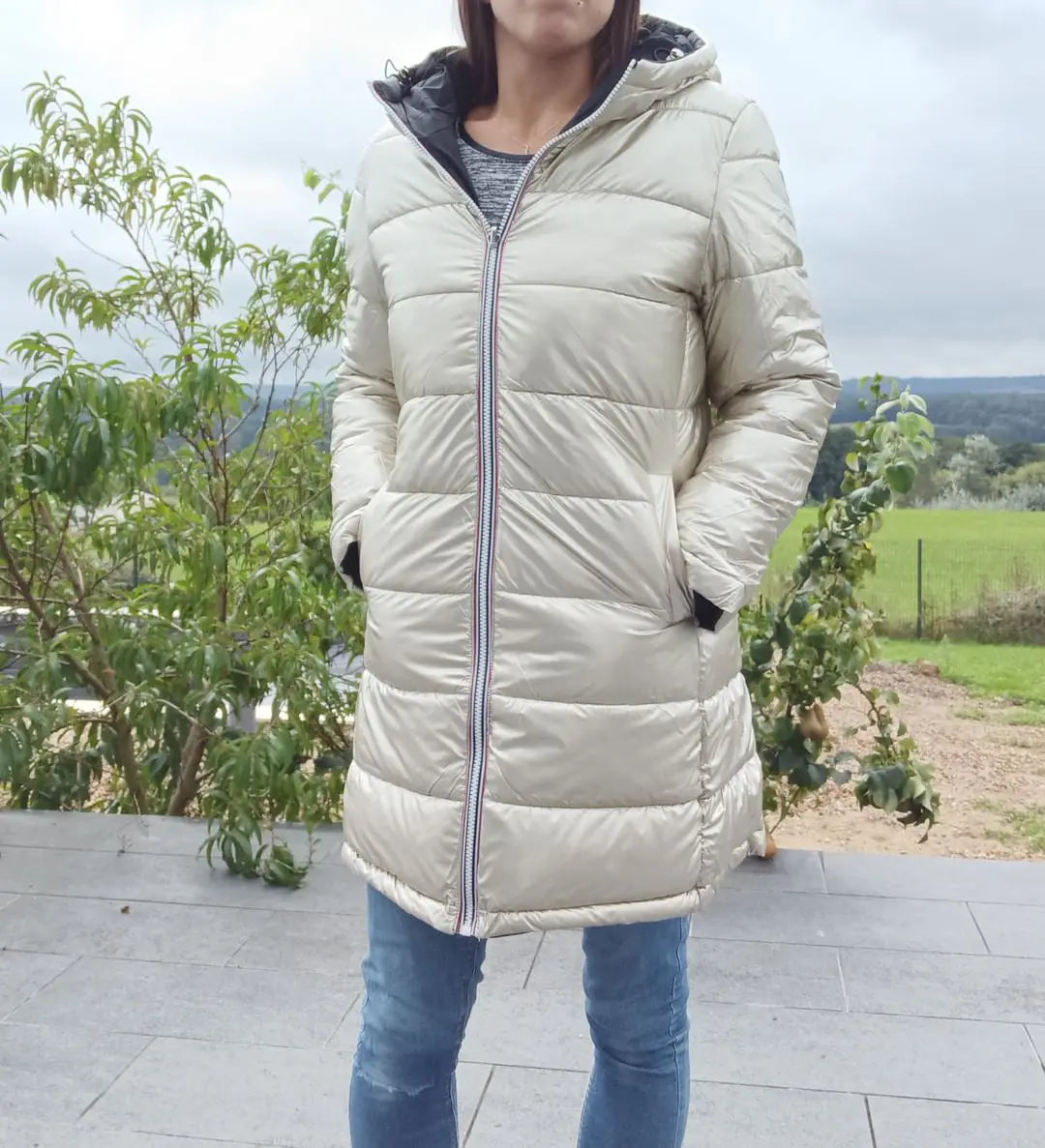 Melya Melody - Manteau long réversible et imperméable matelassé noir/doré - Curvy Melya Melody