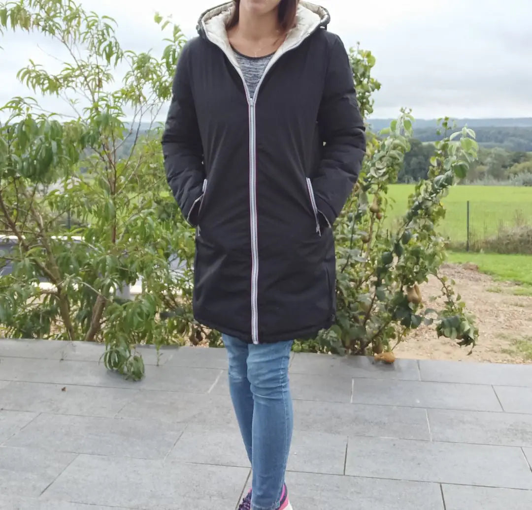 Melya Melody - Manteau long réversible et imperméable matelassé noir/doré - Curvy Melya Melody