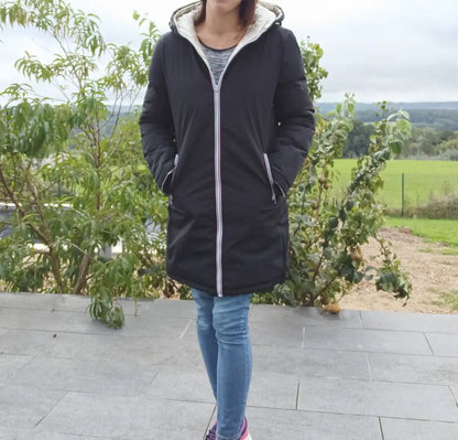 Melya Melody - Manteau long réversible et imperméable matelassé noir/doré - Curvy Melya Melody