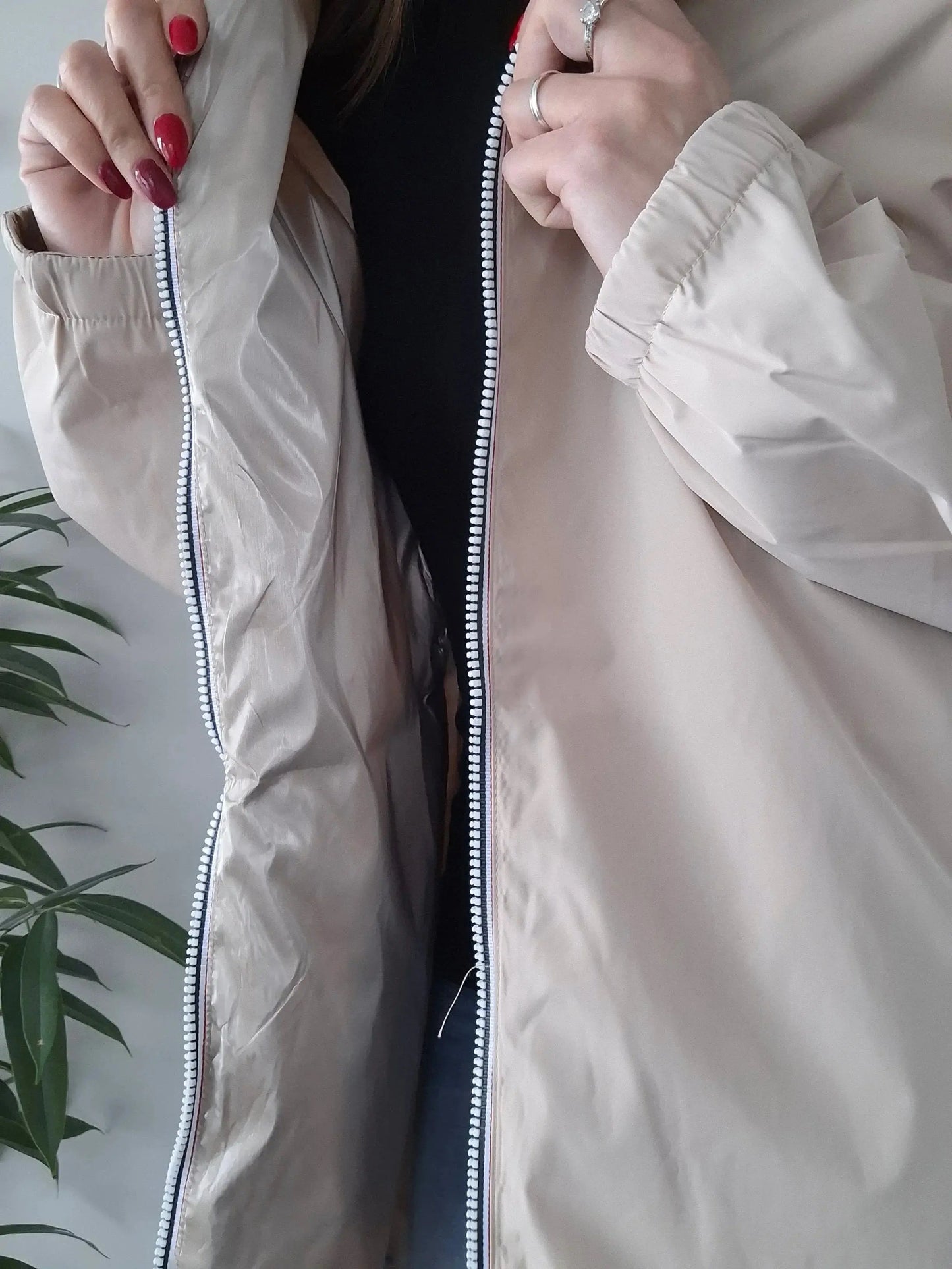 Melya Melody - Manteau long réversible imperméable beige doré Curvy Melya Melody