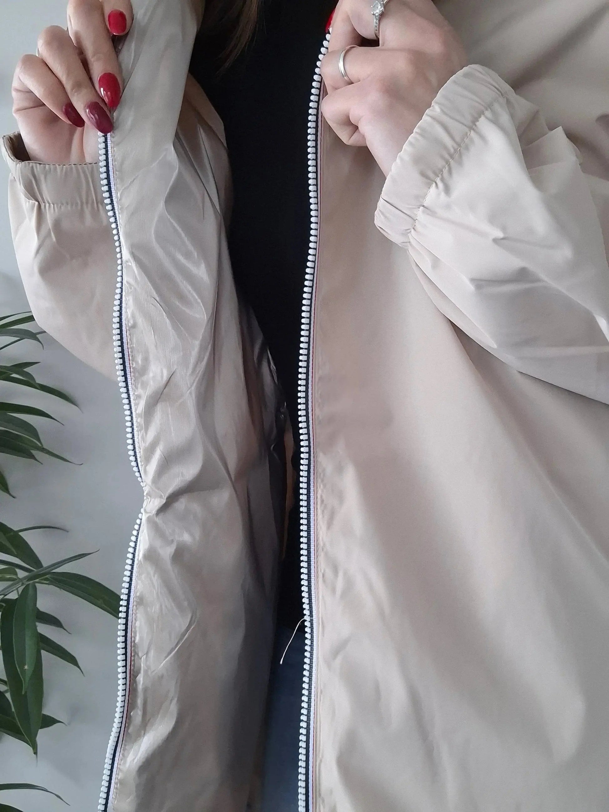 Melya Melody - Manteau long réversible imperméable beige doré Curvy Melya Melody