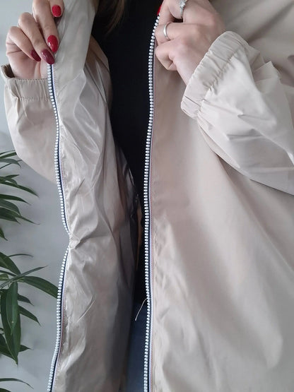 Melya Melody - Manteau long réversible imperméable beige doré Curvy Melya Melody
