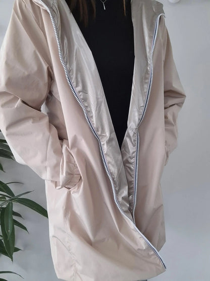 Melya Melody - Manteau long réversible imperméable beige doré Curvy Melya Melody