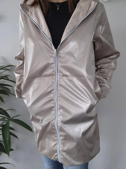 Melya Melody - Manteau long réversible imperméable beige doré Curvy Melya Melody