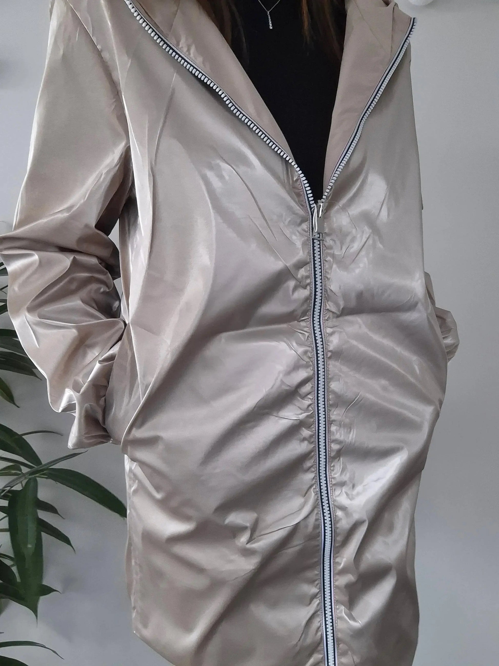 Melya Melody - Manteau long réversible imperméable beige doré Curvy Melya Melody
