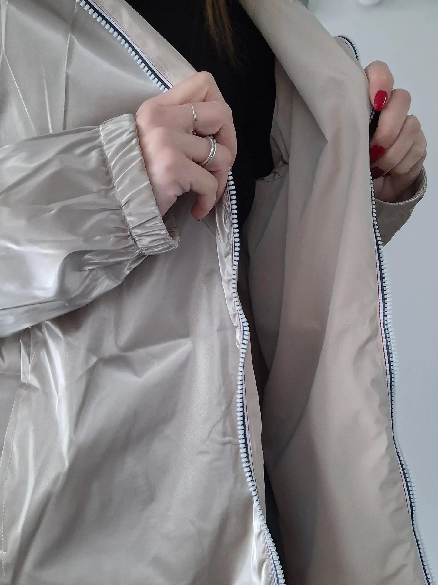 Melya Melody - Manteau long réversible imperméable beige doré Curvy Melya Melody