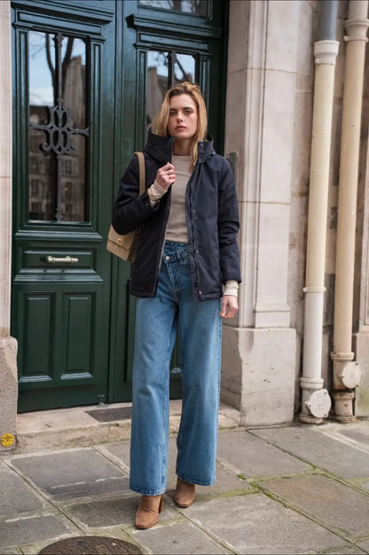 Parka Mi-Saison Bleu Marine – Laura Jo
