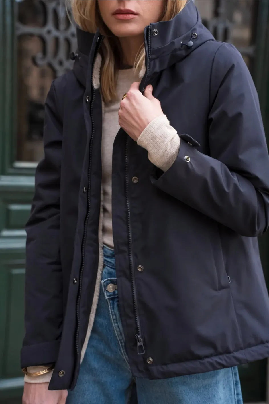 Parka Mi-Saison Bleu Marine – Laura Jo