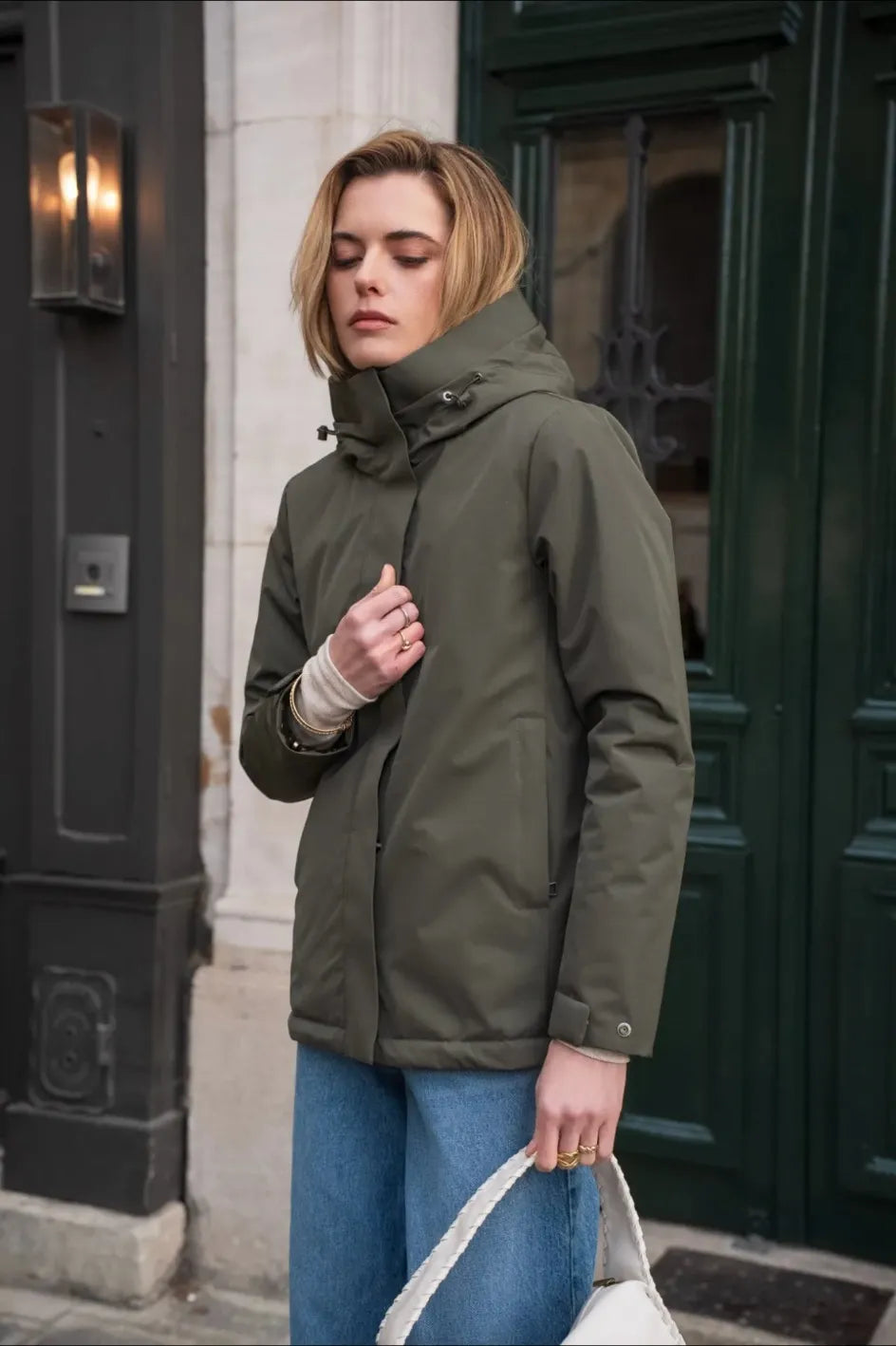 Parka Mi-Saison Kaki Olive – Laura Jo